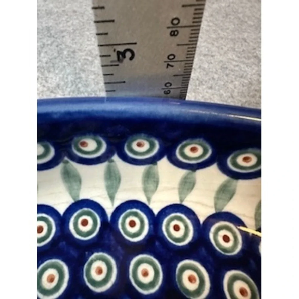 Boleslawiec Polish Pottery Peacock Eye Oval Serving Bowl 12 Inch Hand Made
